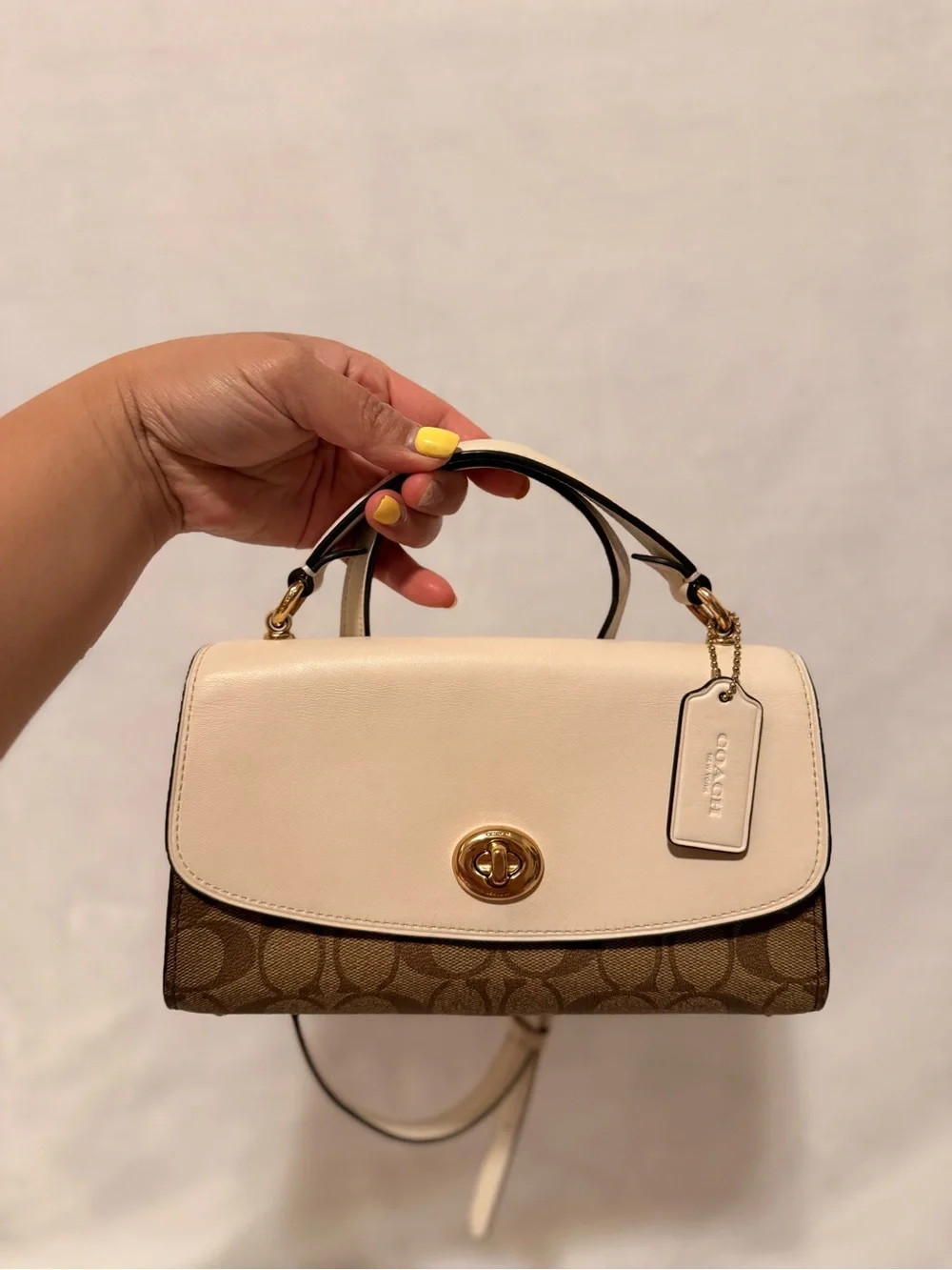 Coach Tilly Satchel 23 In Signature Canvas in Khaki/ Chalk